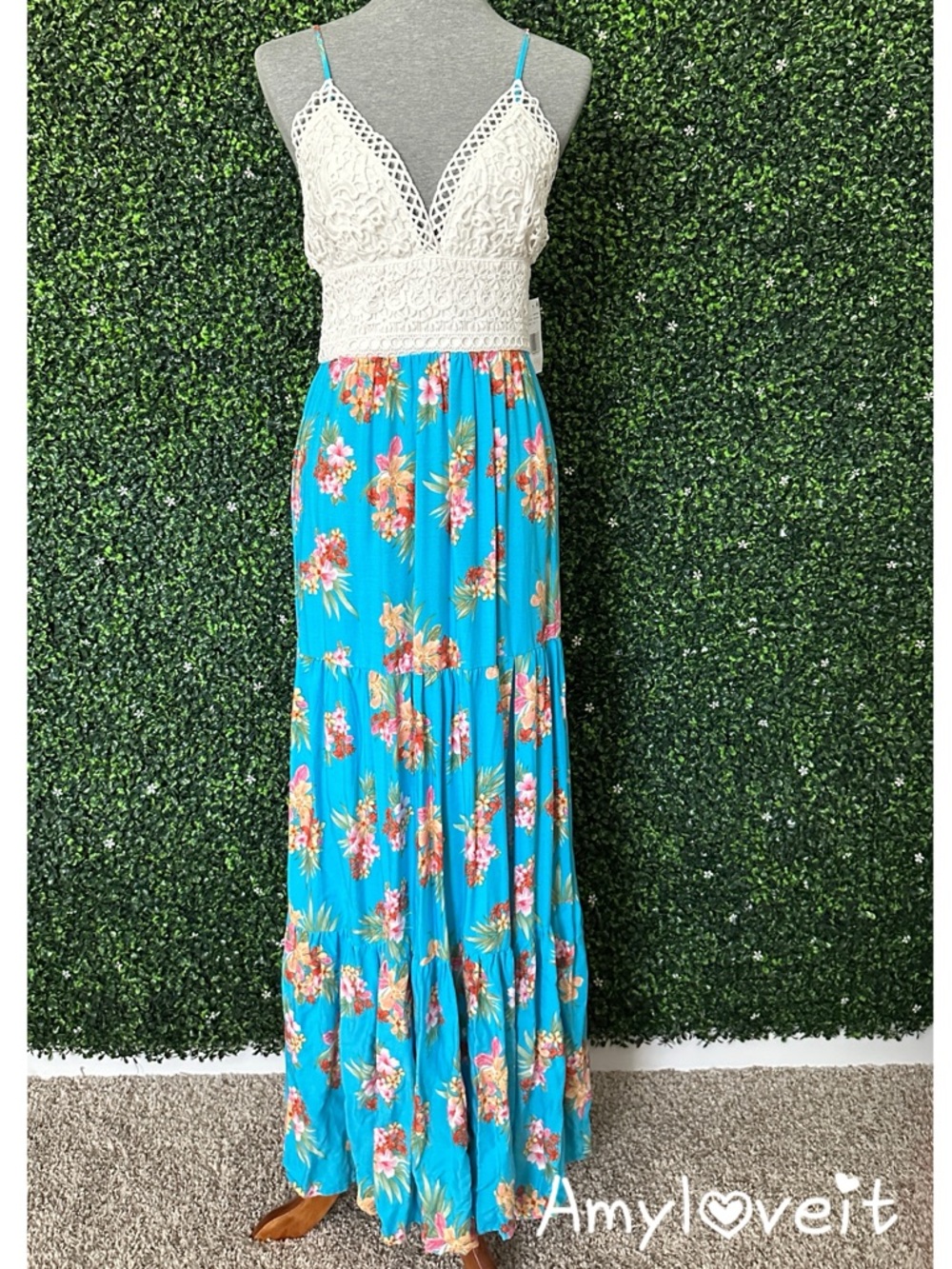 Love & Piece Collective Tiered Tropical Maxi Dress #95
